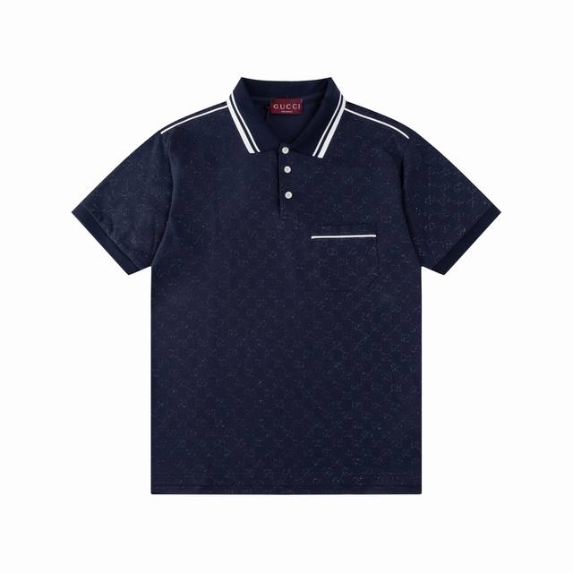 Gucci 25Ss new double Gg dark pattern old flower full print Polo 230g cotton piq