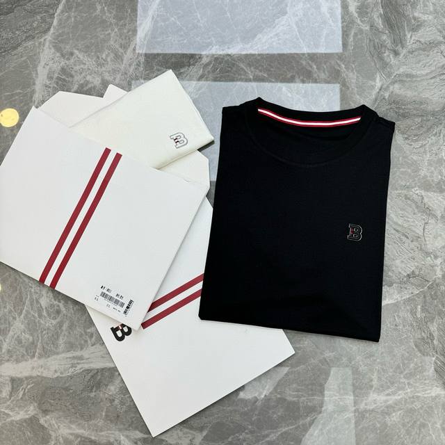 Bally 25Ss summer men's round neck T-shirt. The new logo is very recognizable an