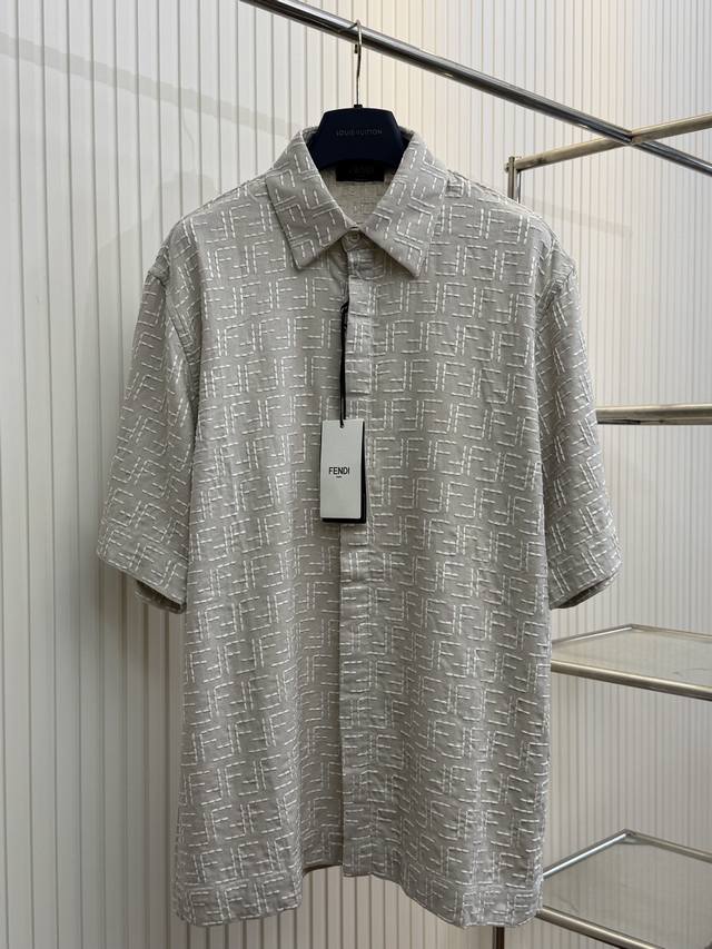 Fend Fend new Ff jacquard pattern loose short-sleeved shirt Size: SML Xl