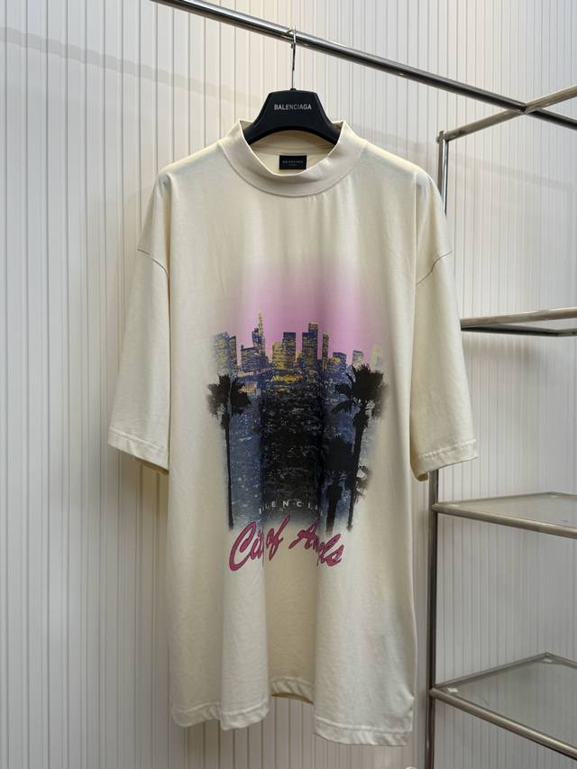 Bal Paris 25Ss Los Angeles washed night scene print short-sleeved T-shirt Size: