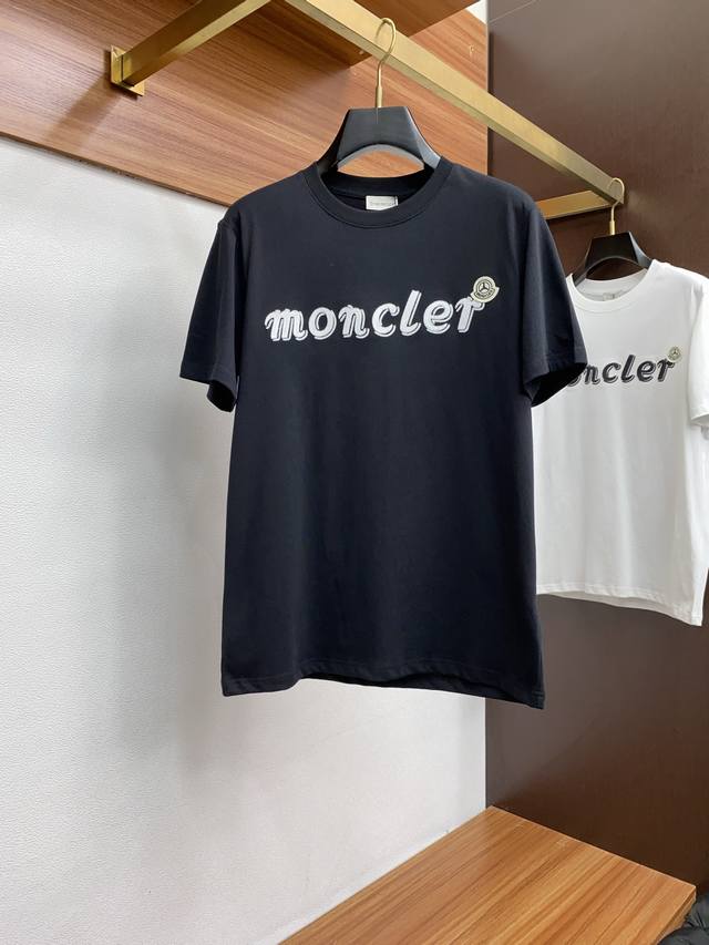 Moncler Ss new technology logo pure cotton wide version round neck men's short-s