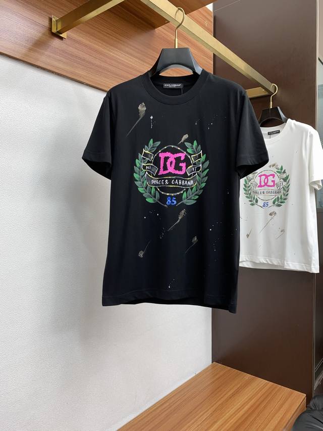 Dg Ss New craft logo pure cotton wide version round neck men's short-sleeved T-s