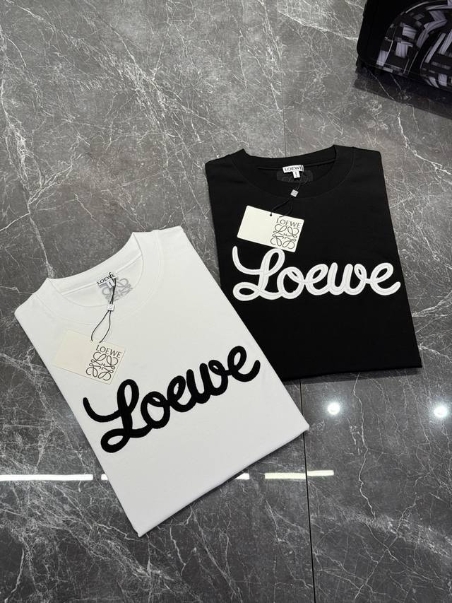Loew*E 25Ss Spring and Summer T-shirt new arrival! Letter signature embroidery d