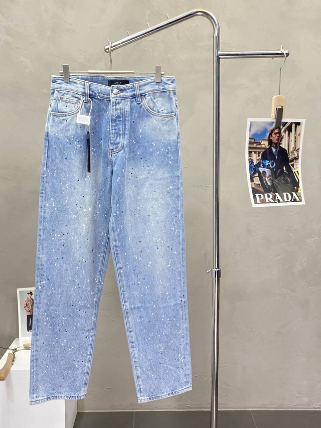 Amiri exclusive new straight jeans high-end version! Custom-made fabrics are bre