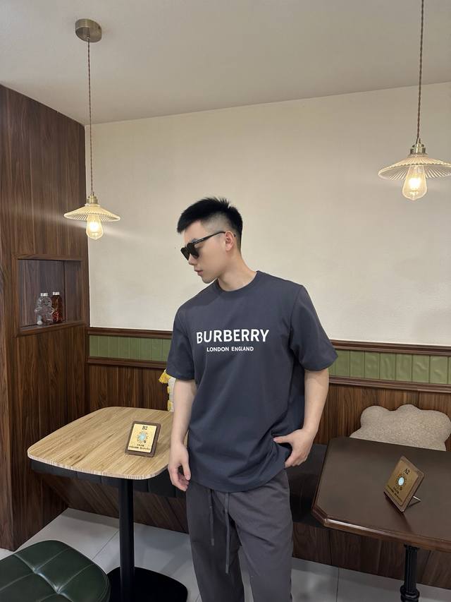 Bbr new spring and summer style~Ink blue letter classic T The deep ink blue exud