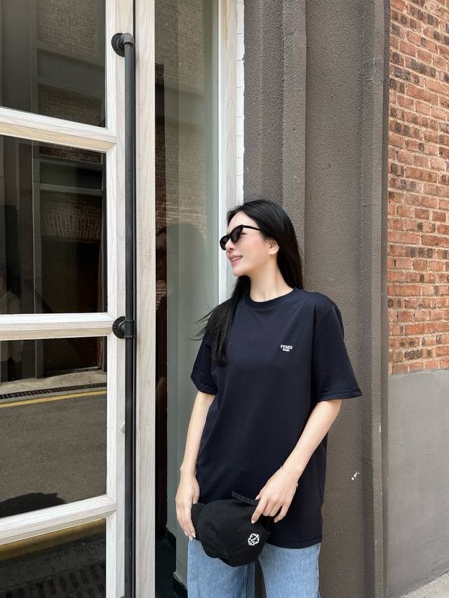 Fd New Summer Style~Classic Letter Logo Navy Blue Short Sleeve The perfect fusio