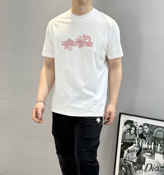 Donkey brand *25S new round neck short-sleeved T-shirt. Double-sided heavy embro