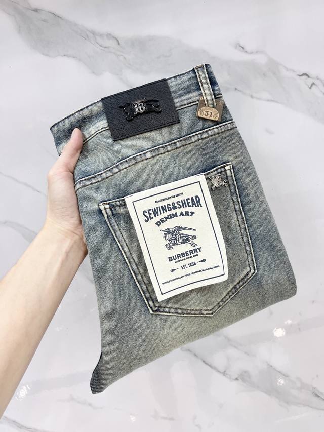 Burberry 2025Ss early spring new thin heavy-duty casual jeans, imported high-qua