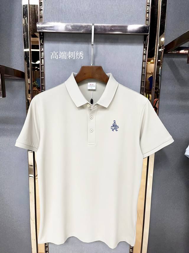 Prada high-end embroidered logo, 2025Ss new fashion lapel short-sleeved Polot sh