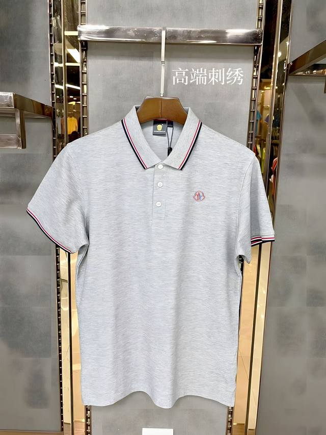 Moncler high-end embroidered logo, 2025Ss new fashion lapel short-sleeved Polot