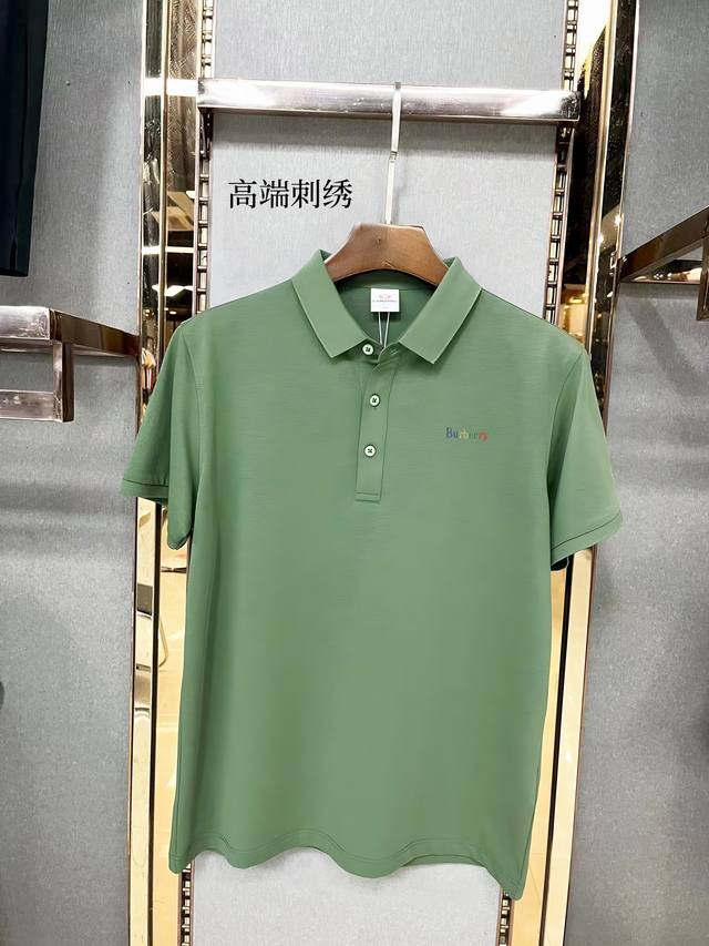 Burberry high-end embroidered logo, 2025Ss new fashion lapel short-sleeved Polot