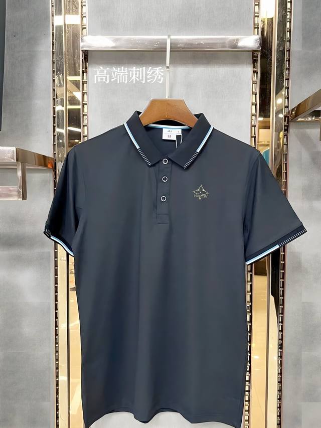 Lv high-end embroidered logo, 2025Ss new fashion lapel short-sleeved Polot shirt