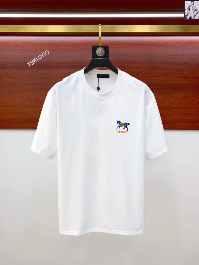 Hermes latest men's short-sleeved round neck T-shirt with counter quality. Impor