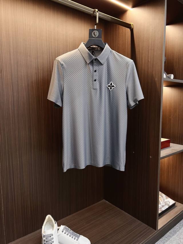 Lv 2025 Spring and Summer new men's lapel Polo shirt short sleeve series shipmen