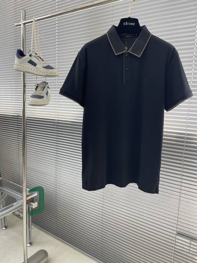 Loro Piana Lapel Short Sleeve Polo Material Cotton Applicable Season