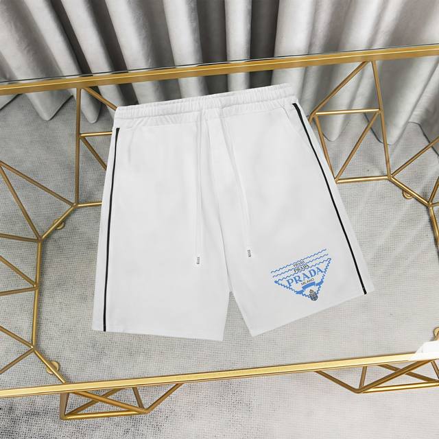 Prada printed cotton shorts and sweatpants 1:1 matching fabric 390g terry high w