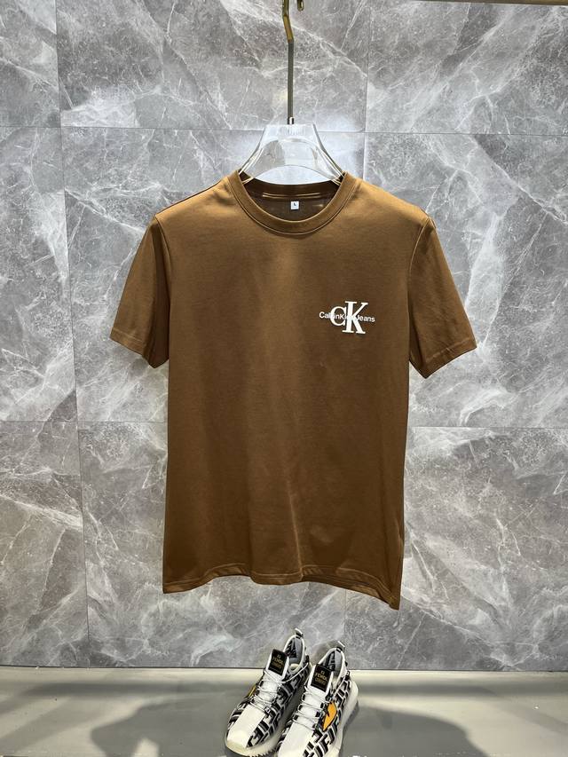Ck 2025 Spring and Summer latest fashion round neck short-sleeved T-shirt, merce