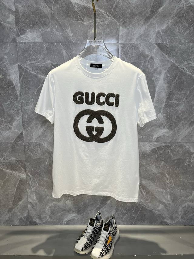 Gucci 2025 spring and summer latest fashion round neck short-sleeved T-shirt, me
