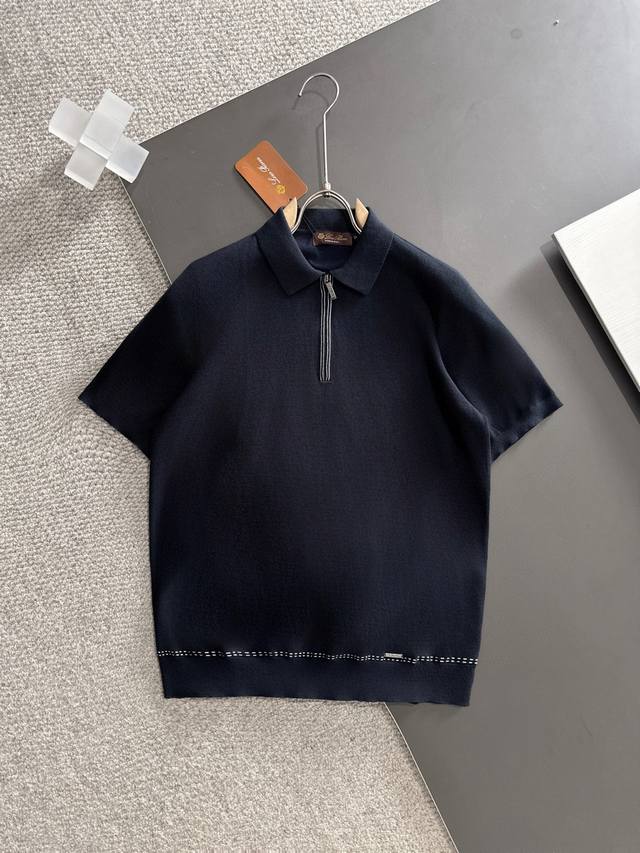 Lp Loyo Pia 2025 high-end Tencel Polo short-sleeved sweater solid color simple c