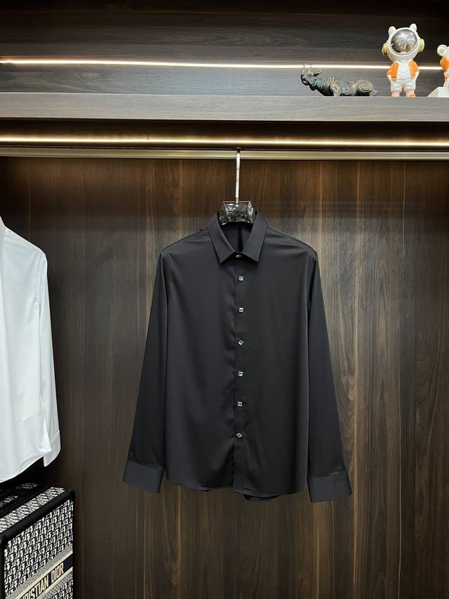 Armani Armani counter latest men's must-have long-sleeved shirt, 100% natural co
