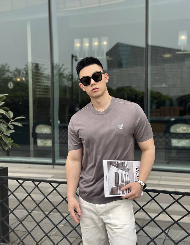 Lw25Ss Spring and summer new thin cotton knitted round neck short Tee, classic b