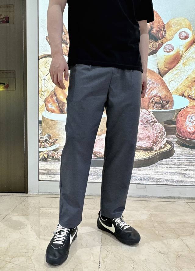 Mm6 25Ss new spring and summer gray cotton and linen belt casual pants, men's cl