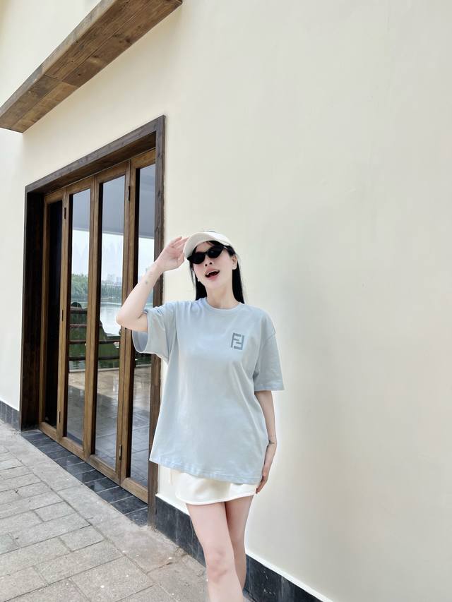 2025 Spring/Summer Fe*D* Roma Ff Embroidered Printed Logo Short Sleeve T-shirt T