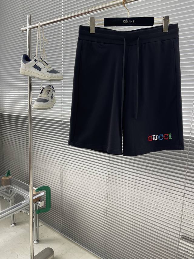 Gucc 25Ss new summer casual shorts, custom-made fine wool loop pure cotton 430G