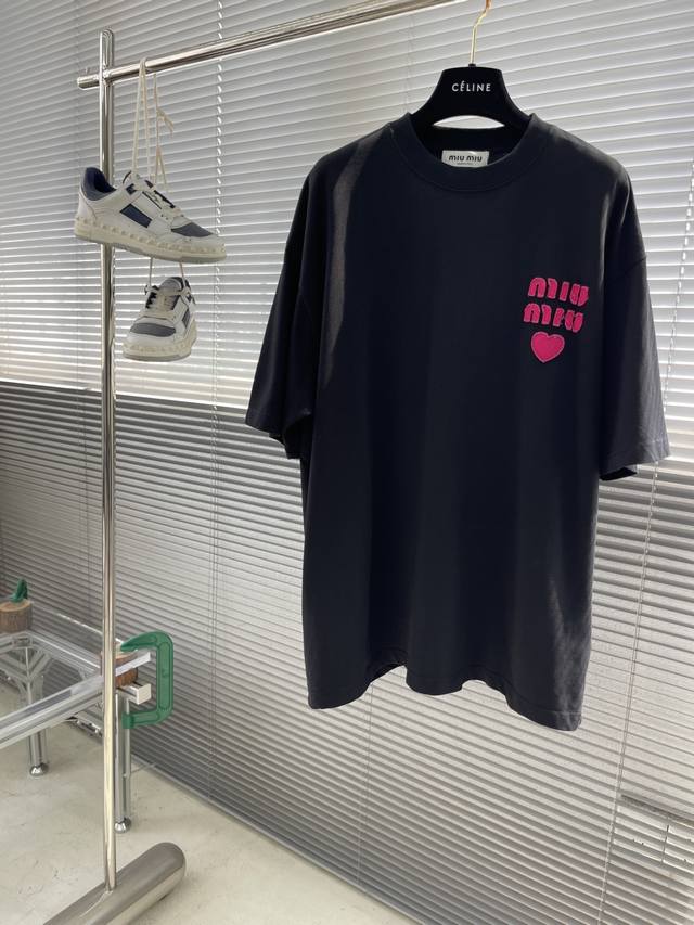 Miu Miu Ss25 Spring and Summer Limited Series Applique Embroidered Short-Sleeved