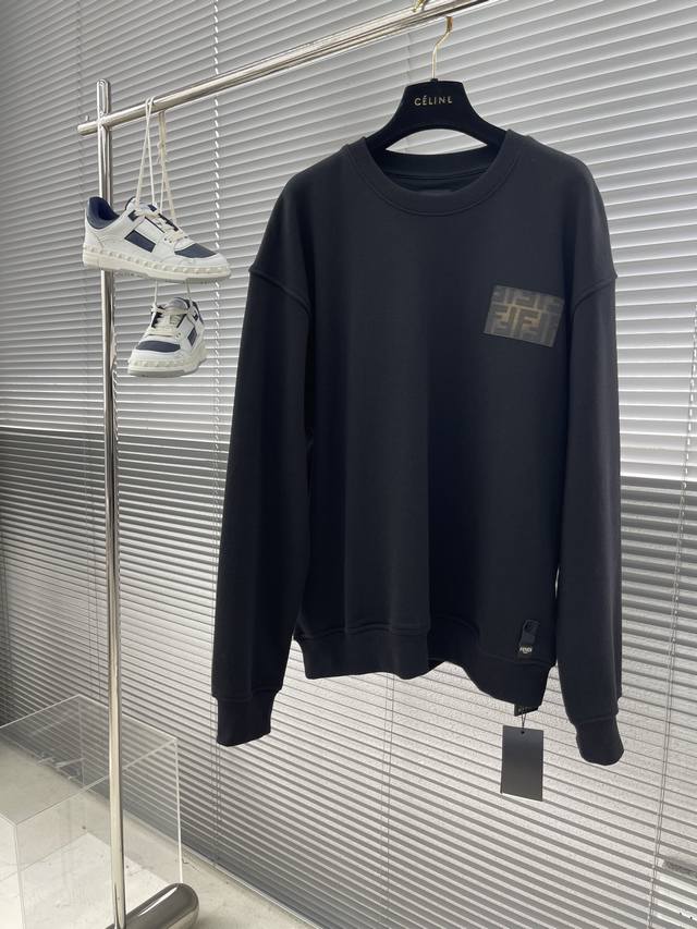 Fend logo round neck sweatshirt Customized 400g fleece sweatshirt material Trend
