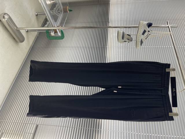 Prad drawstring triangle label casual linen pants Fashion series, unique design,