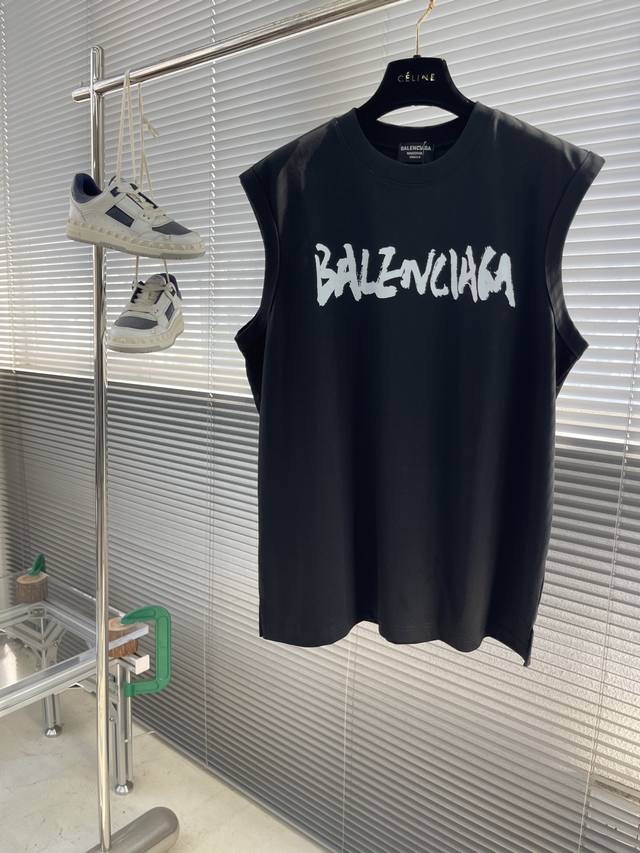 Balenciag Graffiti Letters Vest T-shirt is made of 280g Xinjiang cotton ice-feel