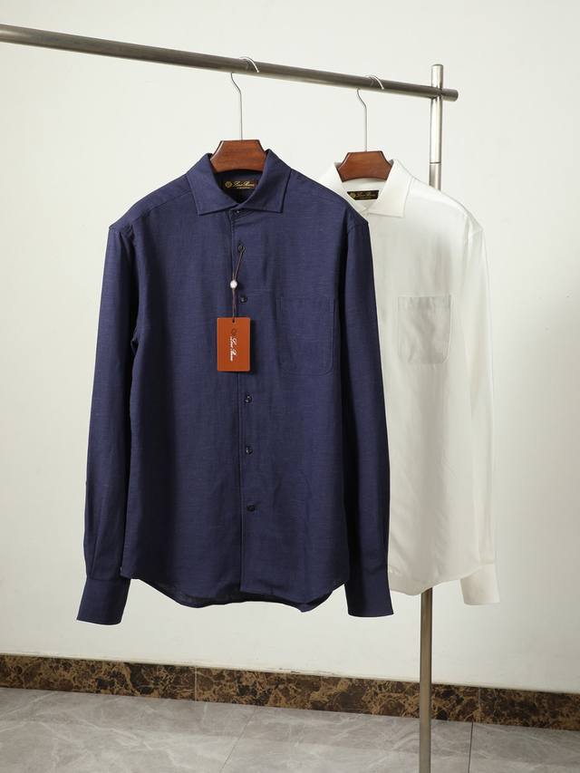 Lp 25Ss summer old money luxury gentleman linen fabric. Men's long-sleeved shirt