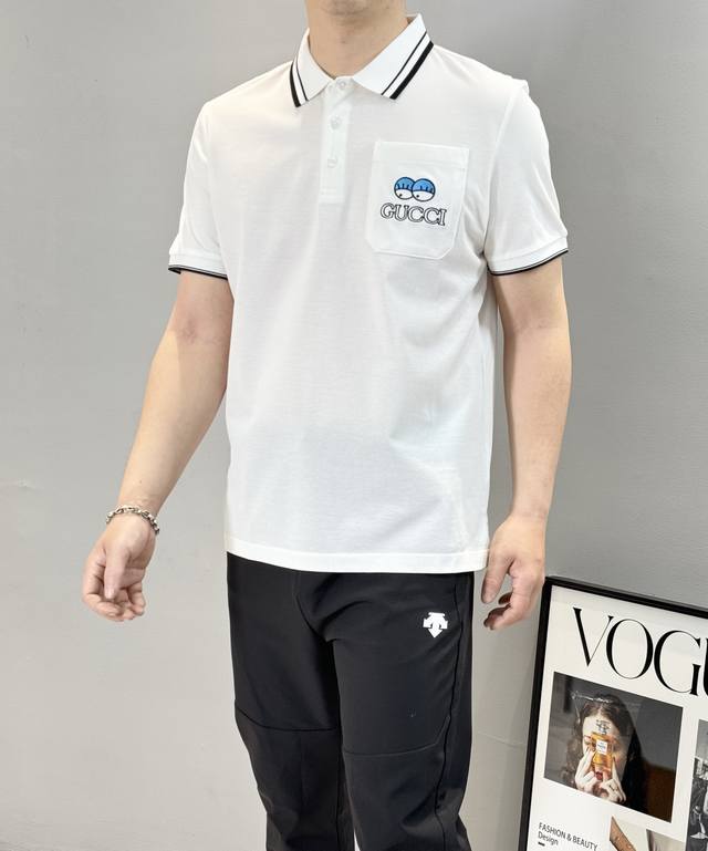 Gucc* Gu-Qi 25S Spring and Summer Men's Polo, synchronized with Xiaohongshu. Mak