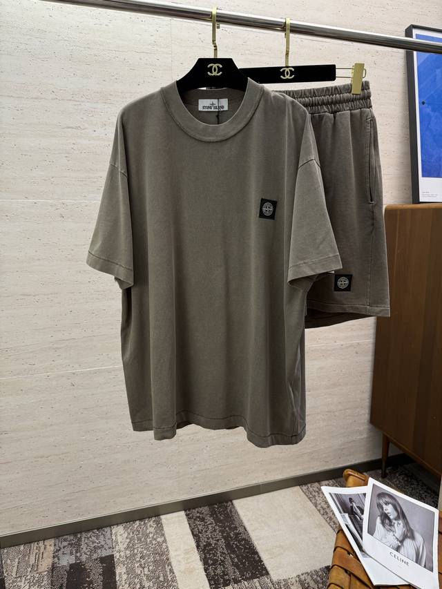 Clothes and pants Ston Stone Island 25S new men's casual round neck short-sleeve