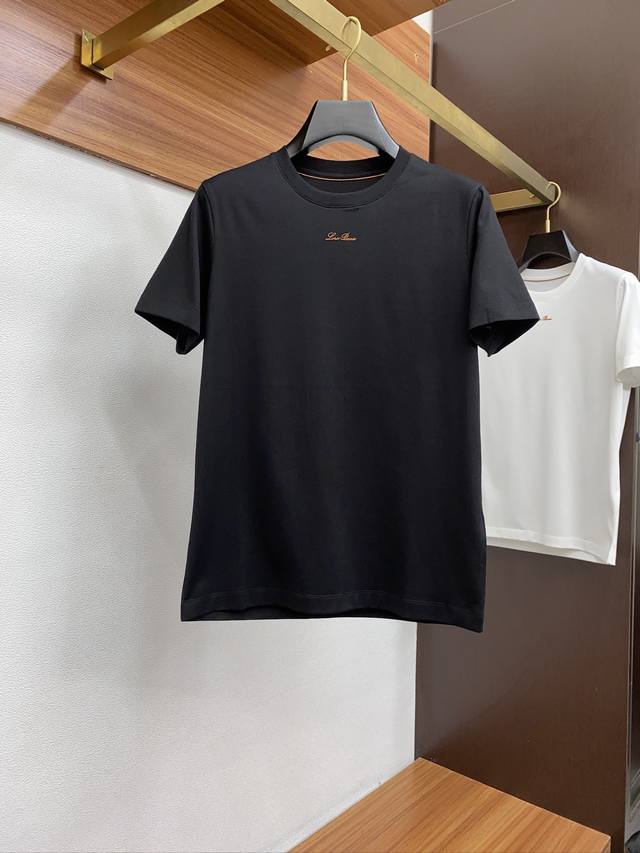Lp2560 New Spring and Summer Loro Piana Round Neck Short Sleeve, Knitted Cotton