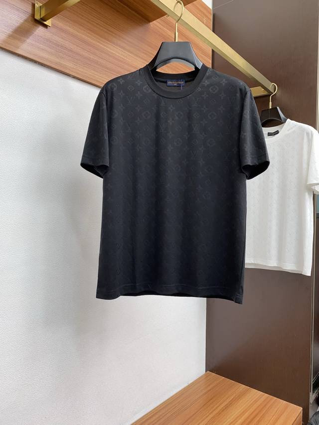 Lv Louis Vuitton 25Ss Spring and Summer New Jacquard Mercerized Pure Cotton Roun