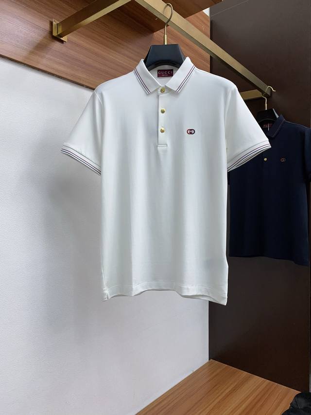 Gucci 2025 new men's lapel Polot shirt short sleeves is made of imported fabrics