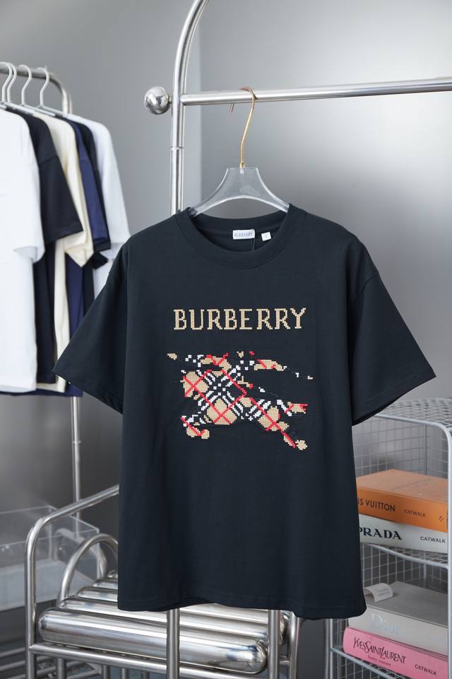 Bbr Baojia 2025Ss new T-shirt cross-stitch equestrian short-sleeved Light luxury