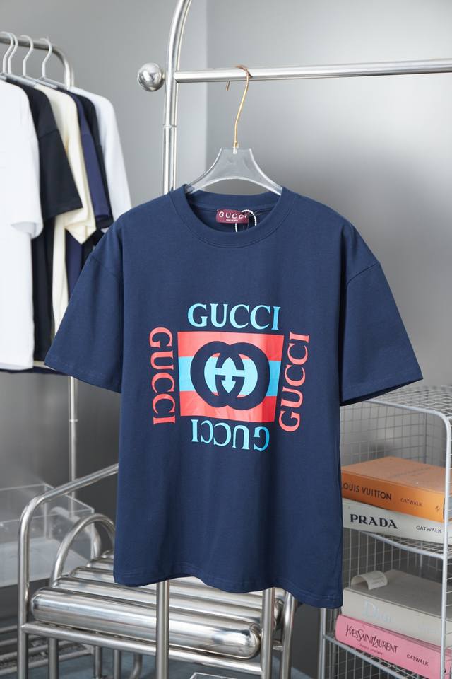 Gu Gujia 25Ss new spring and summer short-sleeved classic double G printed patte