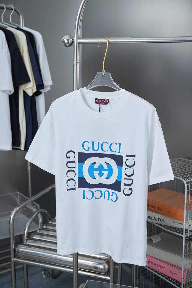 Gu Gujia 25Ss new spring and summer short-sleeved classic double G printed patte