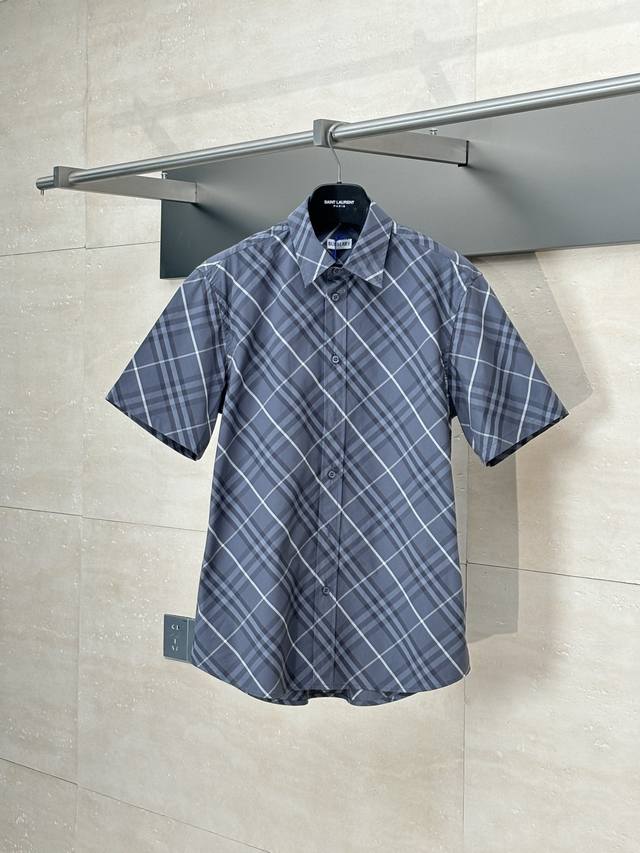 Burberr* Burberry 25Ss new checkered cotton short-sleeved shirt