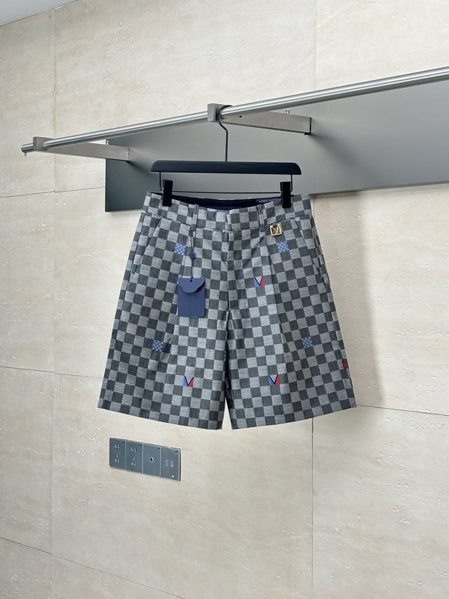 Lv* Louis 25Fw America's Cup Series Checkerboard Shorts Made of custom cotton fa