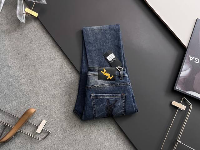 Yves Saint Laurent*, 25Ss autumn and winter heavy washed casual jeans, imported