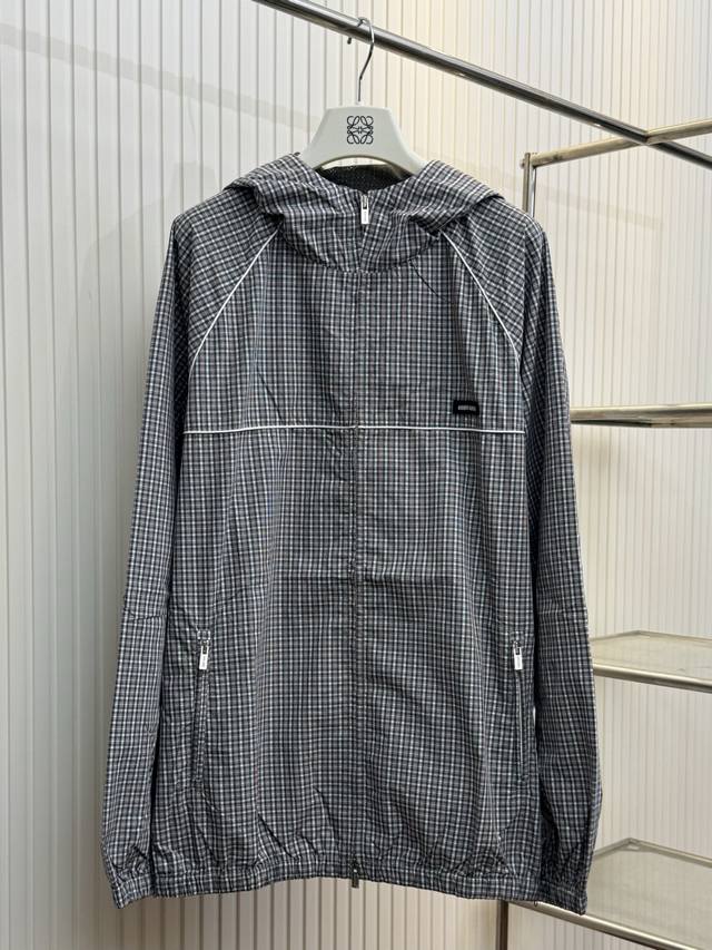 Miumiu Miu Miu red and green check zipper hooded jacket Size: SML Xl
