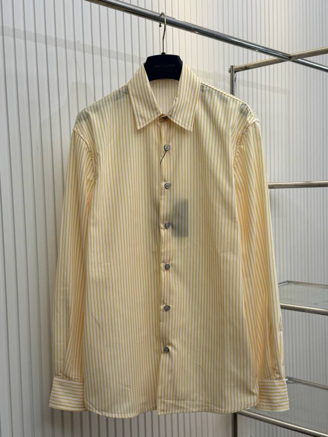 Lv Louis bright yellow and white striped long-sleeved shirt Size: SML Xl