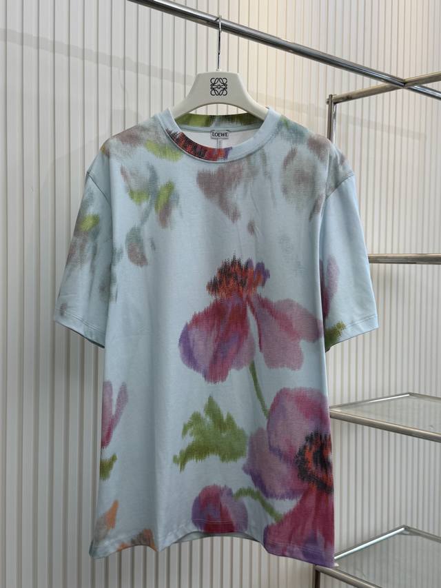 Loewe floral graffiti print short-sleeved T-shirt Size: Xs SML