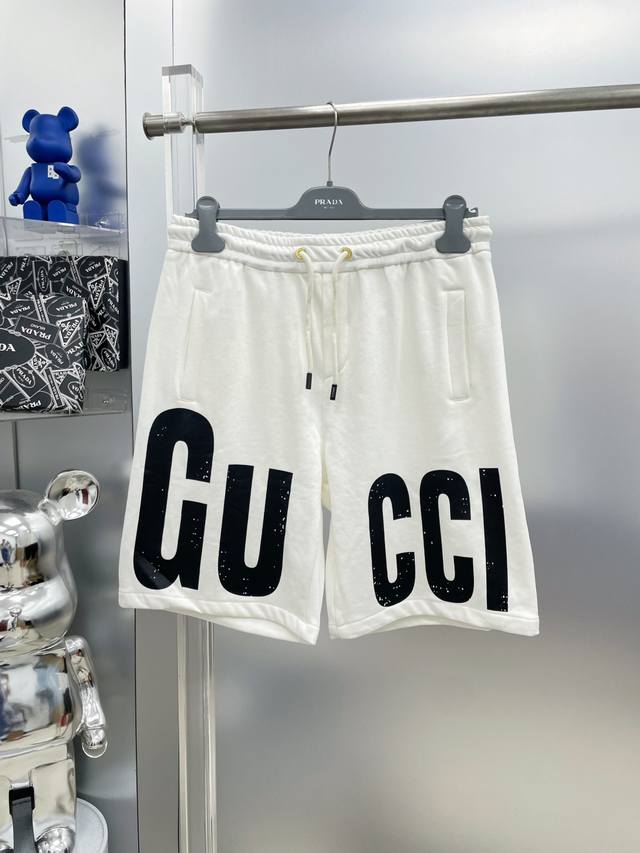 Gu*2025 Summer New Gg Letter Print Shorts Ss High-end custom fabrics, breathable