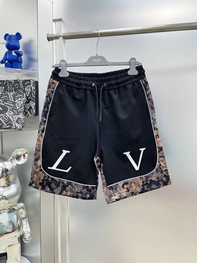 Lv Louis 2025 summer new style splicing old flower letter logo casual shorts Ss