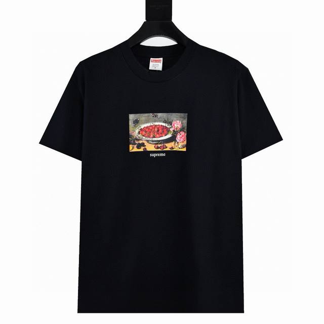 Supreme 23Ss Strawberries Strawberry Fruit Plate Oil Painting Short Sleeve T-shi